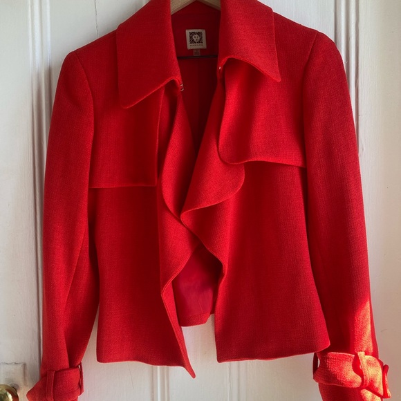 Anne Klein Short Trench Crepe
Drapey Front Jacket Memling Red
Women Size… - Picture 10 of 16